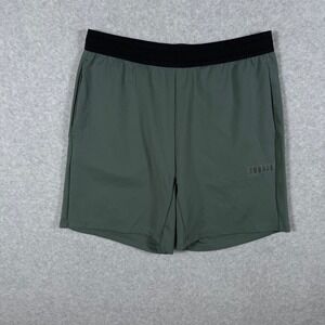 NOBULL Mens Lightweight Textured Training Shorts Green Black Size Large 7 Inseam